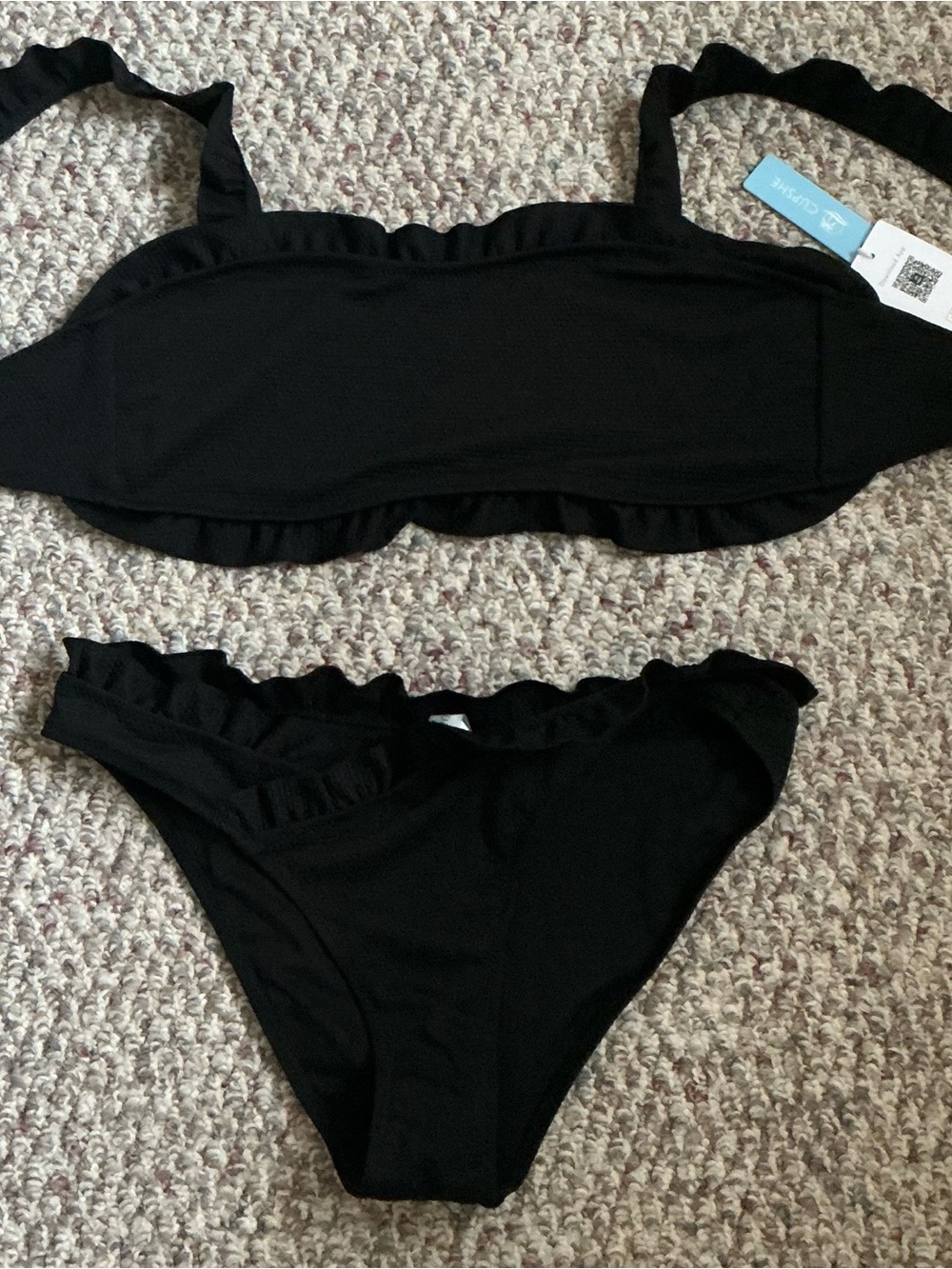 Women’s Black Ruffle Bikini Set